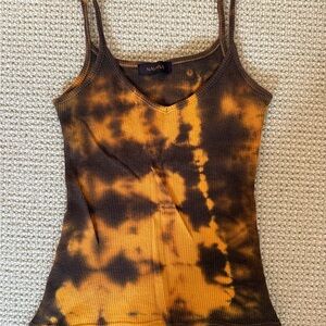 Women's Tie-Dye Tank Top - Brown and Orange